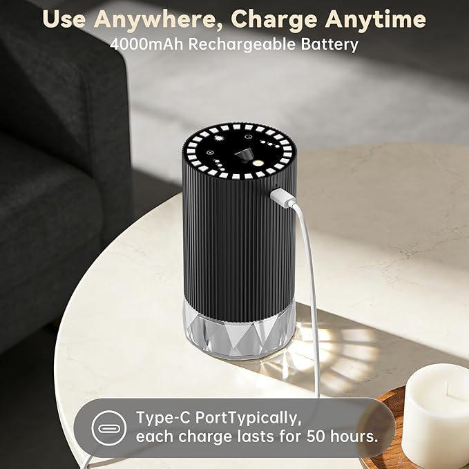 Car Diffuser, Car Air Freshener Diffuser, Waterless Essential Oil Diffuser, Rechargeable for Home Office,30-50hrs Long Lasting ﻿