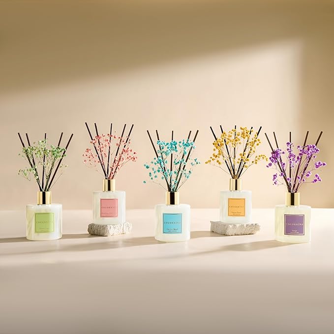 COCORRÍNA Reed Diffuser - Coconut Beach 6.7 fl oz Reed Diffuser with Sticks, Bedroom Bathroom Shelf Decor