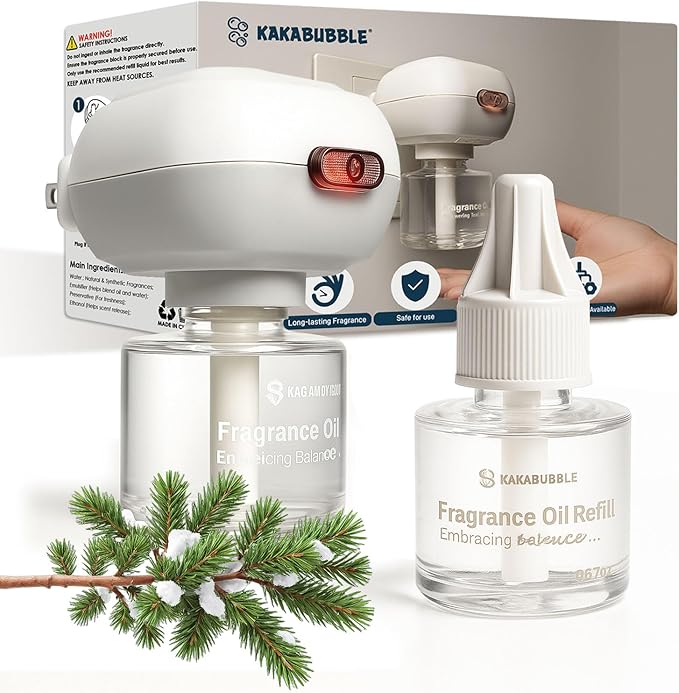 Open Air Plug-in Essential Oil Diffuser Starter Kit, 2-Pack – 30-Day Freshness, Pet & Child Safe, Ideal for Small & Medium Rooms (Pine Scent)
