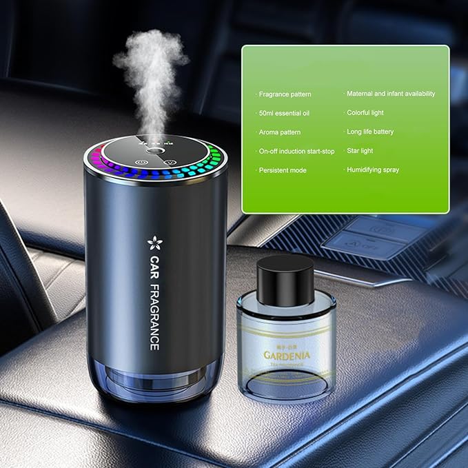 Worparsen Mist Ultrasonic Humidifier Car Fragrance Diffuser Sure Here's A Product Title for Listing Air Freshener with Colorful Light Rechargeable Auto Tea Tree