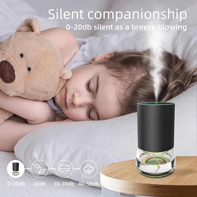 Waterless Essential Oil Diffuser with 120ML Pure Plant Essential Oil, 100ML Large Capacity Battery Operated Cordless Aromatherapy Diffuser with Timing & 3 Mist Levels car Diffuser 7 Colour Led Lights