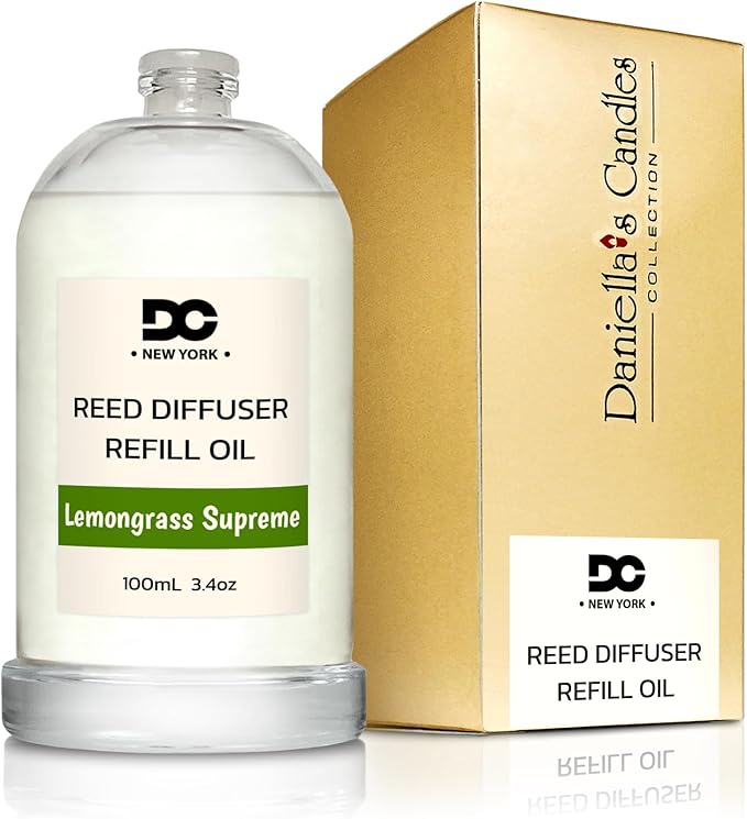 Daniella's Candles Lemongrass Supreme Reed Diffuser Refill Oil, 3.4oz/100ml, Premium Fragrance Oil, Home Fragrance, Long Lasting, Oil for Reed Diffusers