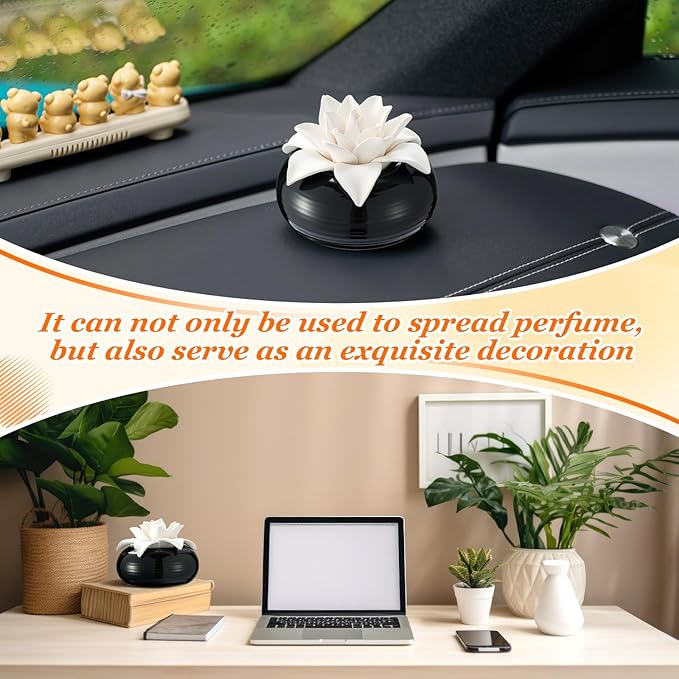 Honeydak 1 Pcs Reedless Ceramic Diffuser Set, Porcelain White Flower Aromatherapy Essential Oil Diffuser for Home Office Bathroom Tabletop Decor, Non-Electric, Valentines Day Gift (Magnolia)