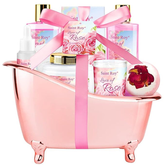 Mothers Day Gifts for Women,Bath Kit Rose Bath and Body Gift, Facial Skin Care Set, Self Care Pampering Kit, Home Spa, Birthday, Mother Day, Bridal Shower, Bath Kit Christmas Gifts for Women
