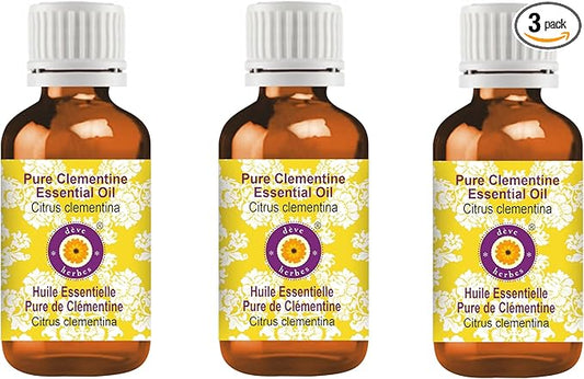 Deve Herbes Pure Clementine Essential Oil (Citrus Clementina) Steam Distilled (Pack of Three) 100ml X 3 (10 oz)