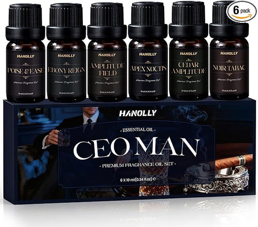 Luxury CEO Man Essential Oils Set,Men Essential Oils for Diffusers for Home,Gift for Men & Father, Masculine Fragrance Oils for Candle & Soap Making, Confident Aromatherapy Oils Kit