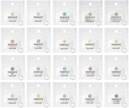 Essence Nasal Diffuser Ring Try-All Sample Pack - 20 Essential Oil Nose Ring Inhalers for Focus, Calm & Mood Support - Find Your Signature Wearable Aromatherapy Scent for Travel, Work & Self-Care