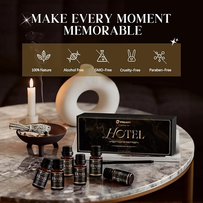 Hotel Collection Diffuser Oil, My Way, Westin, Midnight in Miami, Inspired by The Most Popular 5-Star Hotel Scents, Fragrance Oil Set 6 * 10 ml
