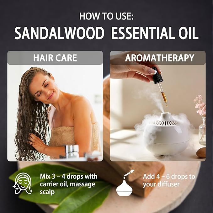 Sandalwood Essential Oil, 16 fl oz (480ml) - ZODION Sandalwood Fragrance Oil for Diffuser, Massage, Humidifier, DIY Candle, Soap Making, Home, Bath, Yoga