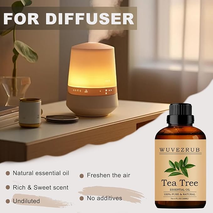 Tea Tree Essential Oil, 120ML 100% Pure and Natural for Aromatherapy Diffuser - 4 Fl Oz
