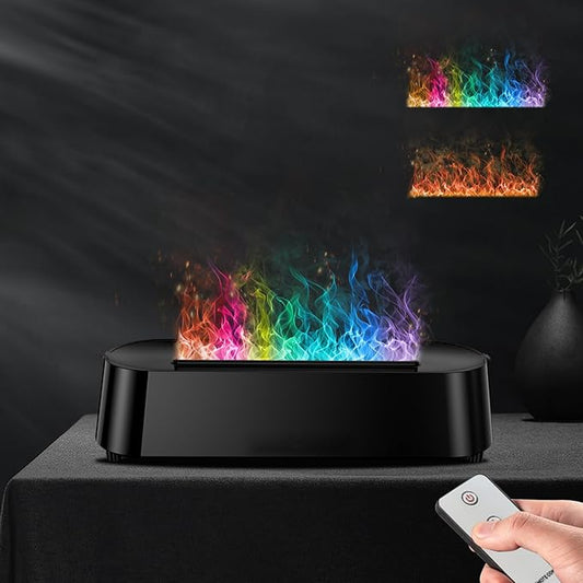 Colorful Flame Fire Diffuser Humidifier with Remote Control, Ultra-Quiet Aroma Essential Oils Aromatherapy Diffusers for Large Room, Bedroom, Office(Timeable, Waterless Auto off-200ml)