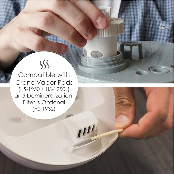 Crane Droplet Ultrasonic Small Air Humidifiers for Bedroom and Office, 0.5 Gallon Cool Mist Humidifier for Plants and Home, Humidifier Filters Optional, Grey