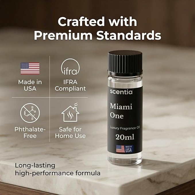 Scentia Miami One (My Way) Aromatherapy Oil for Diffuser – Hotel Scent Inspired by 1 Hotel Miami Beach – 20 mL – Lemon, Sandalwood & Cedar Natural Fragrance Oil for Waterless & Cold Air Diffusers