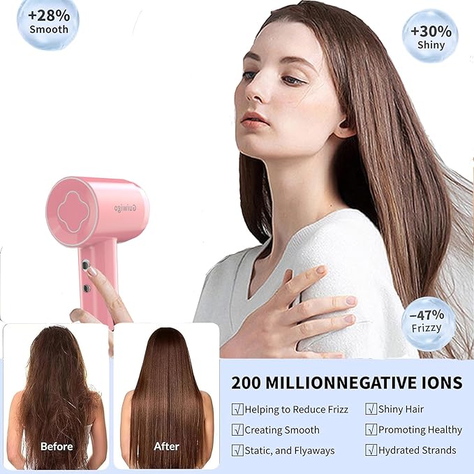 Hair Dryer, Guiwigo High Speed Professional Ionic Hair Dryers with Diffuser,Nozzle,Wall Mount, 3 in 1,Fast Drying,Low Noise,200 Million Negative Ions,Hair Dryers for Women,Men,Kids,Pets,Gift