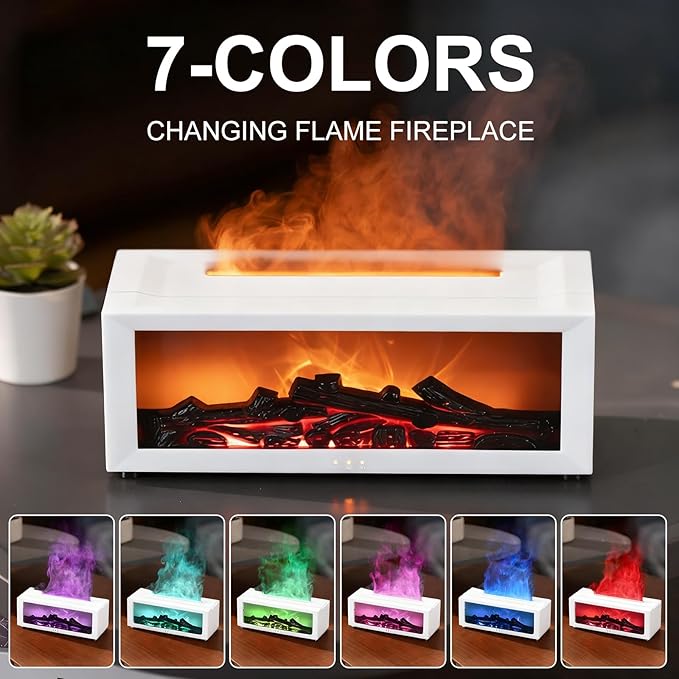 Fireplace Aroma Essential Oil Diffuser, 150ml Ultrasonic Humidifier, Scent Aroma Diffuser with Remote Control & Timer for Home, Bedroom, Office, Yoga