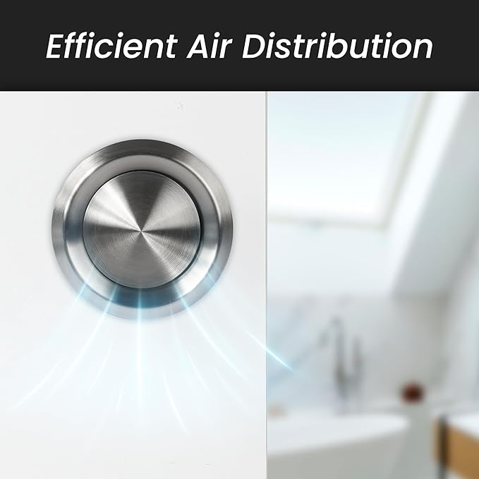 Repa Market ø6" Inch Stainless Steel Universal Diffuser - Adjustable Valve - Optimal Airflow - Air Intake, Exhaust Duct Ventilation - Round Metal Soffit Vent Grille Cover - Home Office, Wall Ceiling