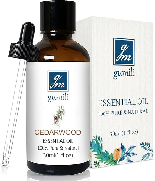 GM Gumili Cedarwood Essential Oil 1 Oz, 100% Pure Natural Cedarwood Oil, Aromatherapy Essential Oils for Diffuser, Skin, Hair, Candle, DIY Body Care