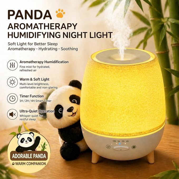 Fabric Cover Essential Oil Diffuser,Small humidifier for Office Desk &300ml Aromatherapy Diffuser for Bedroom with Bedside Night Light humidifier,Quiet Diffuser with Night lamp,Diffuser for Hotel spa
