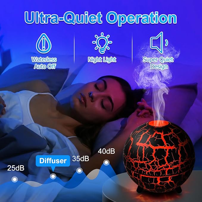 Small Essential Oil Diffuser for Bedroom, Scent Diffusers for Home, Aromatherapy Diffuser with 2 Spray Modes, 7 Colors, Auto Shut-Off, Ultrasonic Cool Mist Diffuse for Kids Home 200ML Capcity Black