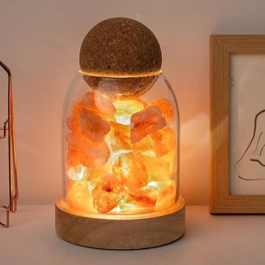 Runyangshi Himalayan Salt Night Lamp 6.3" Natural Healing Crystal Aroma Stone Diffuser Bedside Lamp USB Port 3 Colours Dimming Mode Bedroom Lamp Home Decor