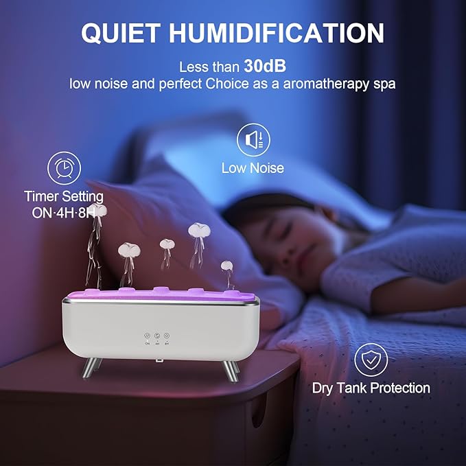 300ML Dynamic Jellyfish Diffuser: 5 Rings Dynamic Sound Pickup - Essential Oil Scent Volcano Diffuser Low Noise for Bedroom Office Hotel - Aromatherapy Aroma Humidifiers