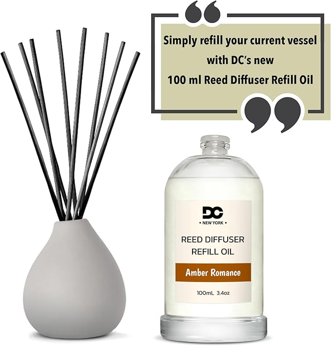 Daniella's Candles Amber Romance Reed Diffuser Refill Oil, 3.4oz/100ml, Premium Fragrance Oil, Home Fragrance, Long Lasting, Oil for Reed Diffusers