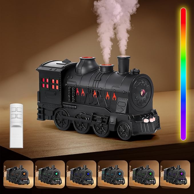Train Humidifier Aroma Diffuser, 300ml Cool Mist Quiet Aromatherapy Diffuser for Essential Oils,Train Diffuser for Large Rooms, Bedrooms, or Desks (Multicolored)