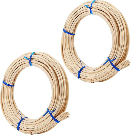 MOUYAT 2 Roll #8 Reed Spline, Each 66 Feet x 3/16 Inch Round Cane Webbing for Weaving, 20m x 5mm Chair Caning Supplies Wicker Repair Kit for DIY Craft, Decoration, Office Aromatherapy