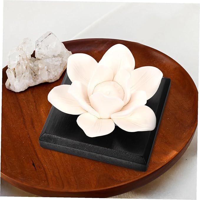 Holibanna Car Incense Diffuser Ceramic Air Perfume Decor Lotus Scent Diffuser for Vehicle and Safe Material Smooth Surface for Office Bedroom Yoga Meditation