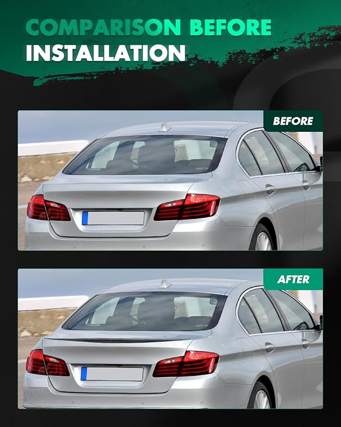 SCITOO Glossy Black Stickers Spoiler Wing Body Kit Compatible with 2011-2016 for BMW F10 5 Series Sedan Rear Trunk Spoiler Wing Splitter Chin Exterior Diffuser