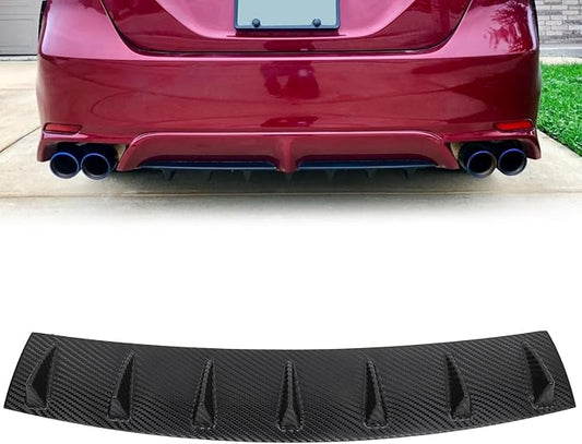 SCITOO Rear Bumper Lip Universal PP Glossy Carbon Look Rear Lower Bumper Lip Diffuser Spoiler 7 Shark Fin Style