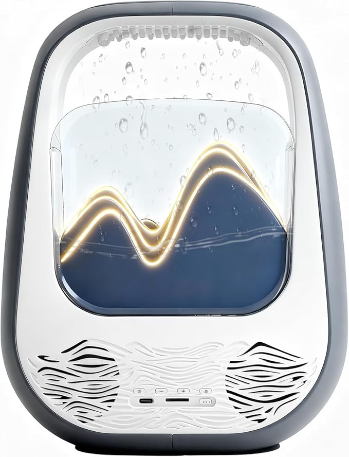 8-in-1 White Noise Sound Machine with Aroma Diffuser, Rain Sound Machine for Sleeping, Stress Relief, Waterfall Sound Machine Night Light Timer for Bedroom Office Home Decor, Gray