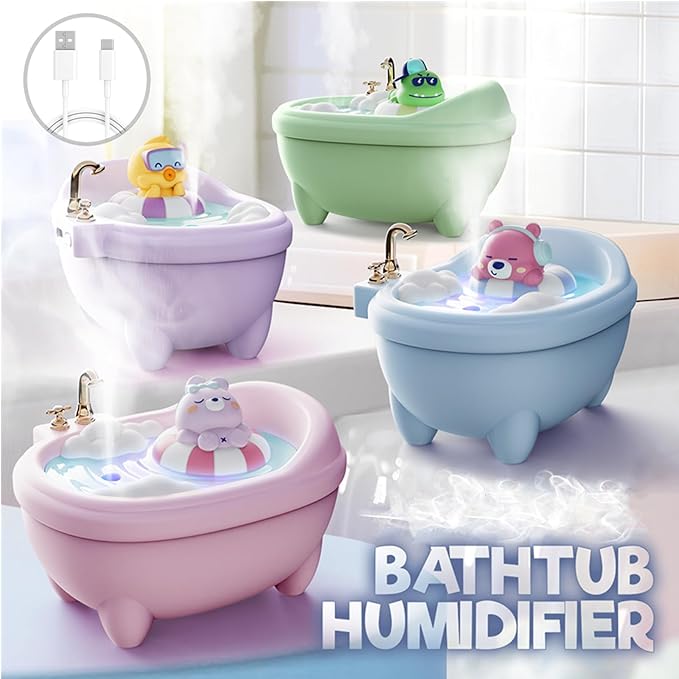 Cute Mini Humidifier for Bedroom & Office, Top Fill 0.34L, Cool Mist, Quiet, Easy Clean, Colorful Light, Auto Shut Off (Blue)