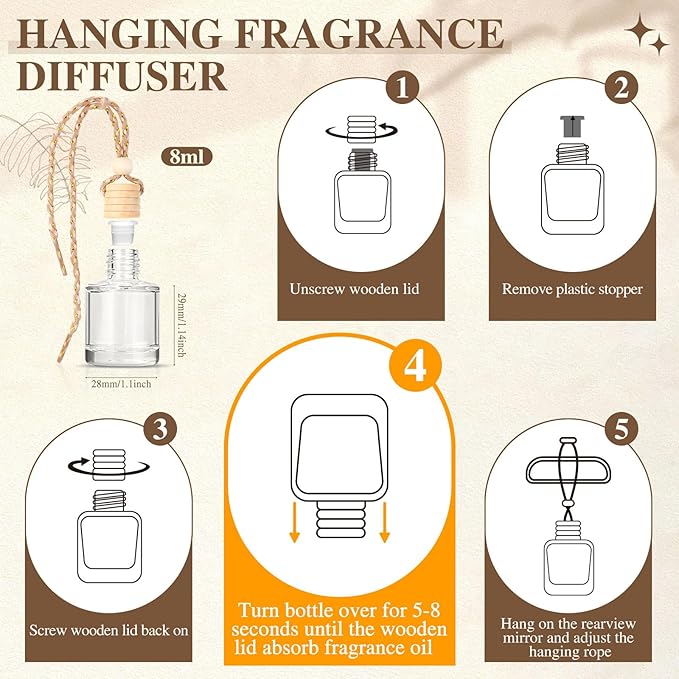 AROIC Car Air Freshener, 18 Pack Long Lasting Hanging Car Air Freshener Diffuser Set for Women & Men, 6 Scents Essential Oil Vehicle Aroma Fragrance Mothers Day Gift (8ml Each)