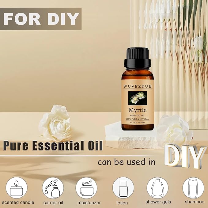 Myrtle Essential Oils 10ML, 100% Pure and Natural Essential Oil for Aromatherapy Diffuser - 0.33 Fl Oz/Myrtle