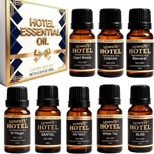 Hotel Diffuser Oil Discovery Kit - Buyers’ Best Picks - 10 mLX8, Hotel Fragrance Oil Gift Set - for Waterless Essential Oil Diffuser Inspired by Iconic 5-Star Hotels