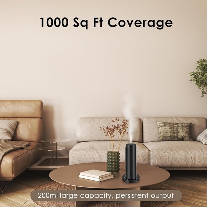 Waterless Scent Essential Oil Diffuser for Hotel,Whole House,Large Room, Office，Home，200ML Large Capacity, Covering 1500 Square feet (Black) (Large-200) (L)