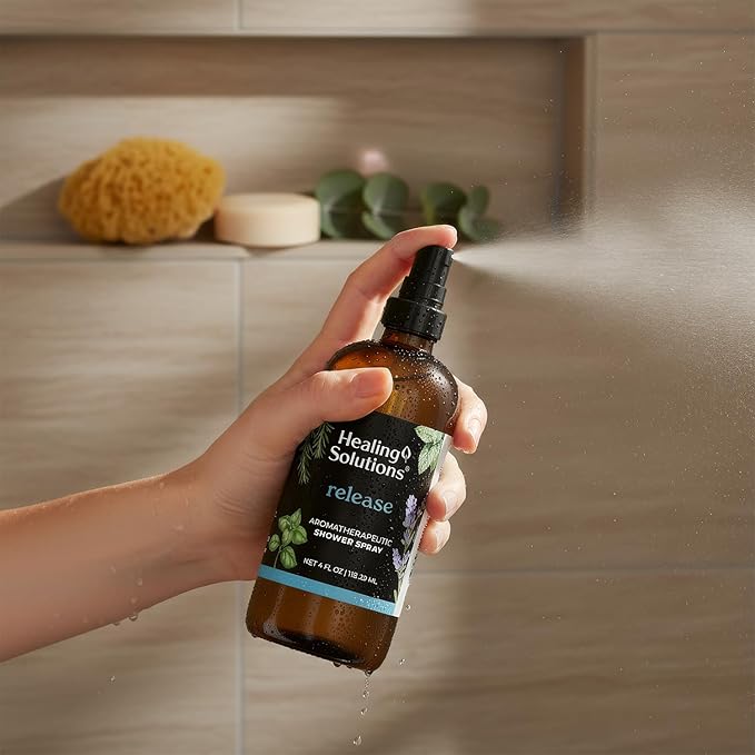 Healing Solutions Aromatherapy Shower Spray, Release Blend, 4oz, Therapeutic Grade Essential Oils, Made in the USA, At Home Spa Experience. Promotes Head Relief