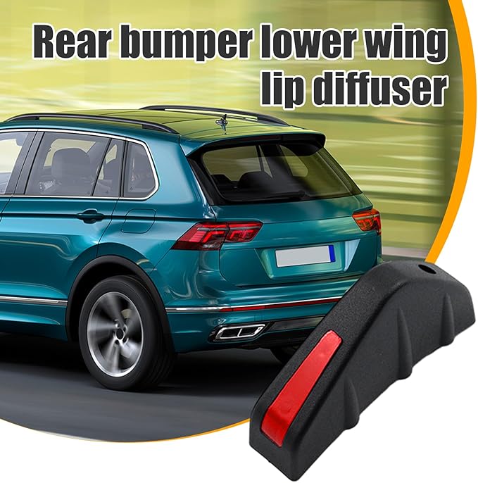 Augeny 4PCS Car Rear Lower Bumper Wing Lip Diffuser, Anti-Crash Auto Shark Fin Spoiler Protector with Mounting Screws, Universal Rear Bumper Lip Diffuser Kit for Car SUV Truck (Black Edge/Red Cover)