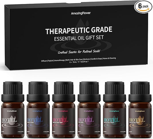 AMAZING FLOWER Hotel Scent Diffuser Oils, Fragrance Oils Set, 10mL | 0.34 Fl Oz x 6