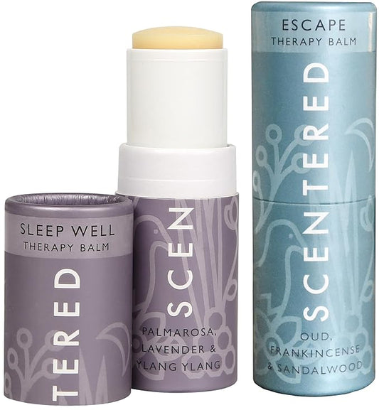 Scentered Aromatherapy Balm Sticks for Sleep & Meditation - Roll On Essential Oil Blends of Oud, Lavender, Ylang Ylang - Aromatherapy Gifts for Women - Sleep Well & Escape
