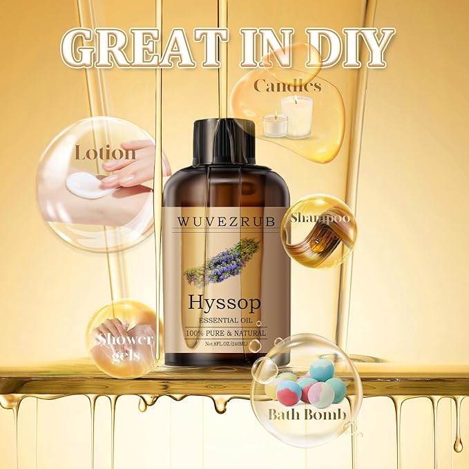 Hyssop Essential Oil 240ML - 100% Pure and Natural Oils for Aromatherapy Diffuser - 8 Fl Oz/Hyssop