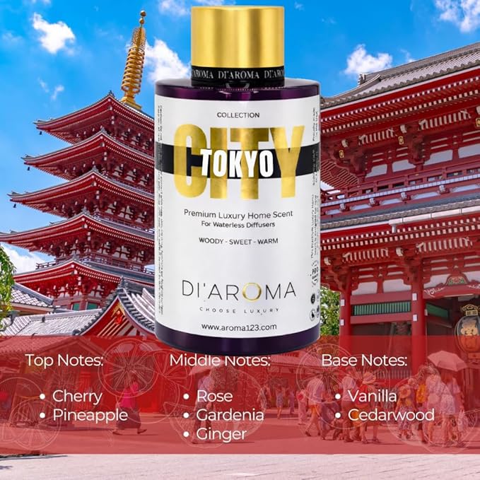Di'Aroma Tokyo Aroma Oil Blend 120ml – Premium Diffuser Oil for Home, Waterless & Essential Oil Diffusers, Long Lasting Home Fragrance, City Collection, Made in USA (120ml, Tokyo)