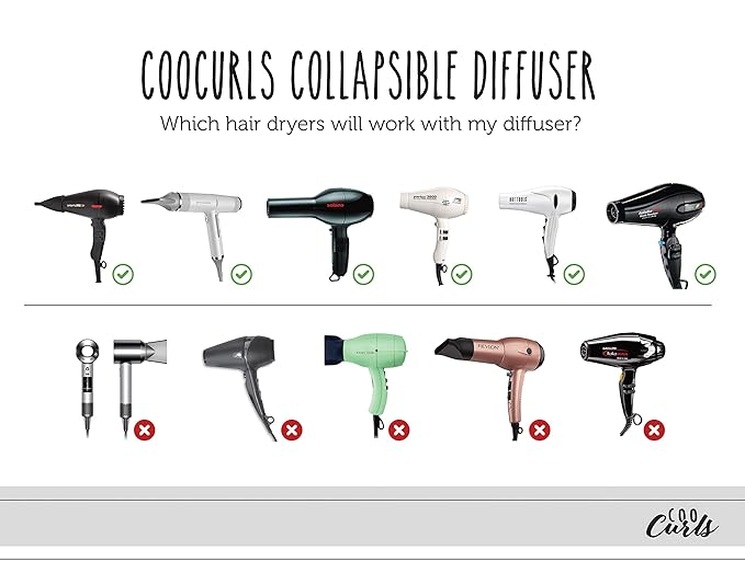 Cooboard CooCurls Hair Diffuser | Large Oval Collapsible Attachment for Hair Dryer for Salon Quality Curls at Home, Larger Size for Quicker Drying Time | NOT UNIVERSAL, Check Below for Sizing
