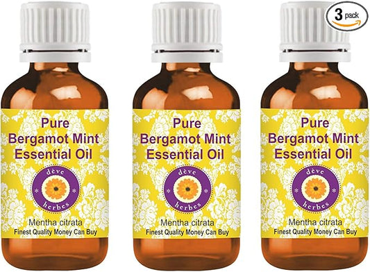 Deve Herbes Pure Bergamot Mint Essential Oil (Mentha citrata) Steam Distilled (Pack of Three) 100ml X 3 (10 oz)