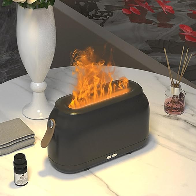 Topyond Flame Diffuser Essential Oil Diffuser Aromatherapy Humidifier, USB Powered Fireplace Humidifier for Home Office Yoga, Low Noise