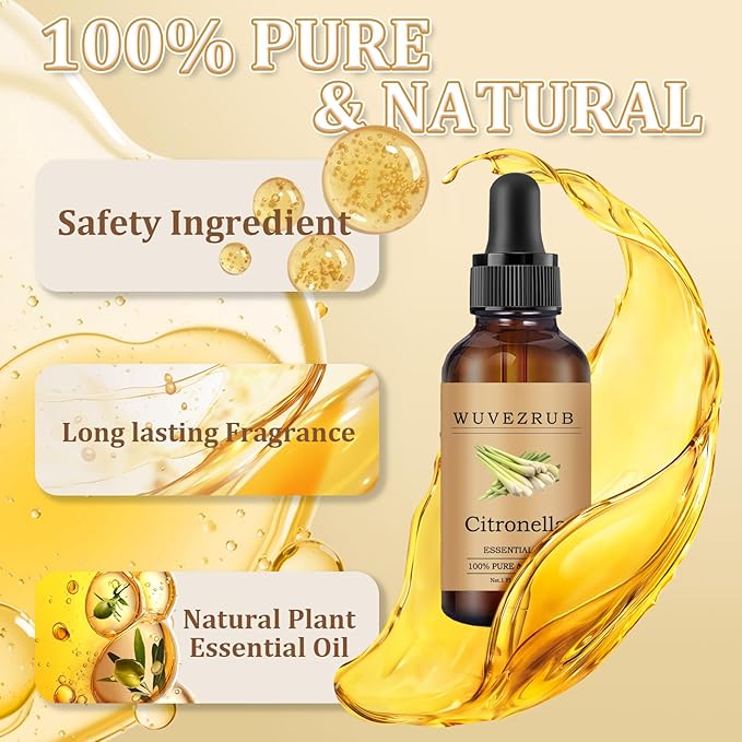 Citronella Essential Oil 30ML - 100% Pure and Natural Oils for Aromatherapy Diffuser - 1 Fl Oz/Citronella