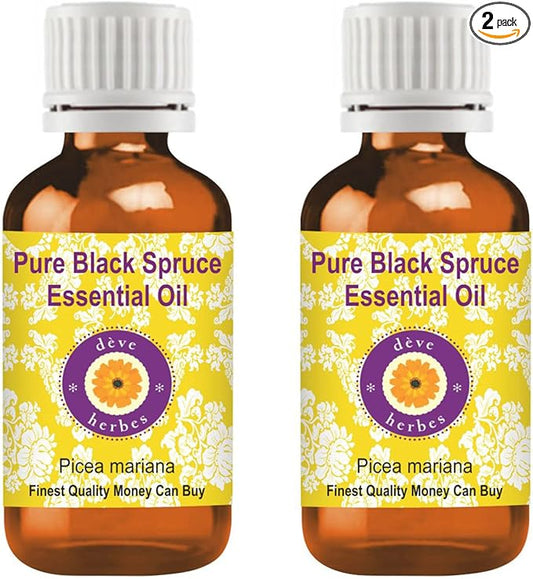 Deve Herbes Pure Black Spruce Essential Oil (Picea Mariana) Steam Distilled (Pack of Two) 100ml X 2 (6.76 oz)