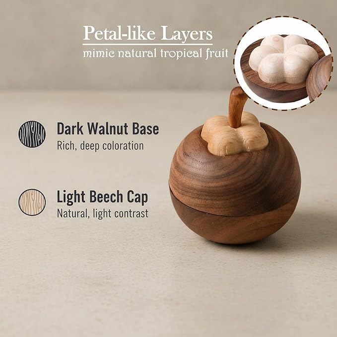 Layered Wood Passive Diffuser Petal-Like, Small Portable Essential Oil Aromatherapy Decor, Mini No-Electric Natural Boho Walnut Accent for Car, Desk, Travel, Rooms, Home, Office