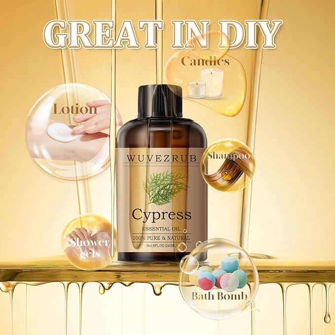 Cypress Essential Oil 240ML - 100% Pure and Natural Oils for Aromatherapy Diffuser - 8 Fl Oz/Cypress
